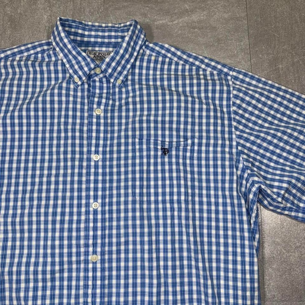 U.S Polo ASSN. Blue and White Plaid Button Up